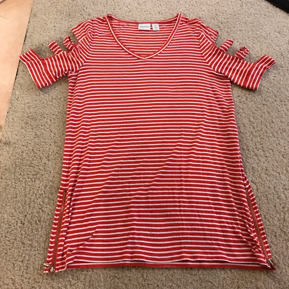 Orange and White Striped Top